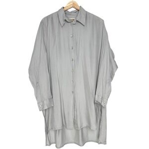 Matthildur Button Down Long Sleeve Gray Shirt Tunic 2 (Medium-Large)